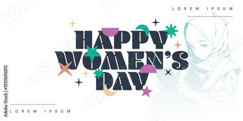 Happy Women's Day celebration with colorful stars