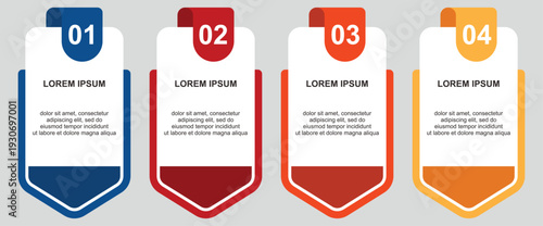 Modern Infographic Design Template with Four Customizable Steps for Process Visualization and Information Presentation