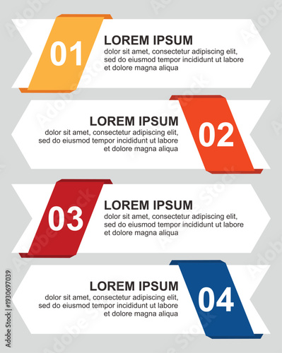 Modern infographic template design featuring four distinct numbered elements for clear step-by-step process visualization