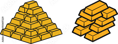 Stacked Gold Bars Flat Vector Illustration