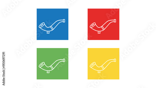 Four stylized roller coaster icons on colored backgrounds