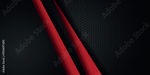 Abstract background with dynamic red geometric mesh pattern and layers. Modern and futuristic background concept with shiny metal texture and empty space for text. VOL. 2