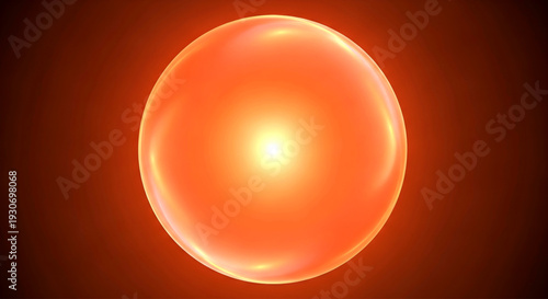 Vibrant orange sphere glowing brightly centered on dark background viewed directly illustrating intense heat and energy from a close-up perspective