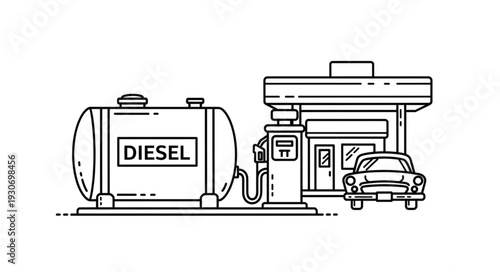 Diesel Fuel Pump Station Illustration.