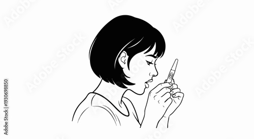 Young woman looking at pregnancy test with wide eyes