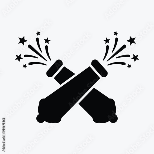 Celebratory fireworks exploding in night sky with sparkling stars