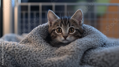 Cute Kittens Peeking From Playpen Together High Resolution Picture