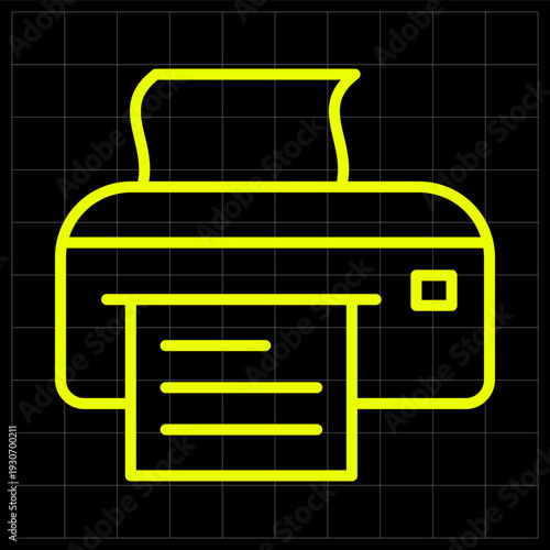 Modern Office Printer Machine Icon for Document Management and Paper Printing Services. line art illustration of a printer device for office stationery, business workflow, hardware interface design