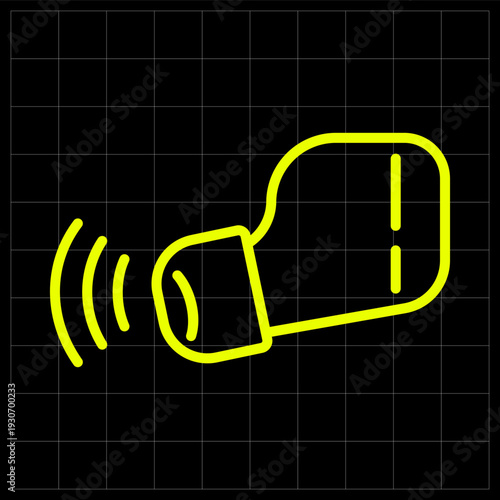 Wireless Earbud Icon for True Wireless Stereo Audio, Bluetooth Music Listening. illustration of a TWS earphone with sound waves, ideal for audio product packaging, music player apps, tech reviews