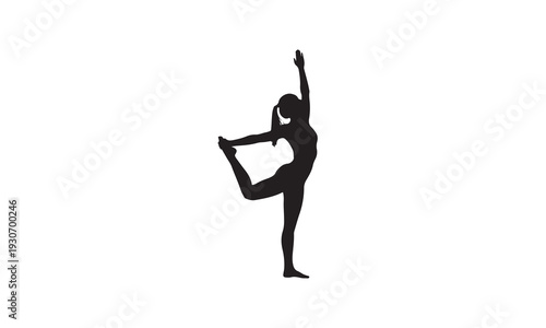 Yoga Girl Silhouette Standing on One Leg, Fitness and Wellness Concept