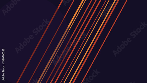 Abstract dark purple background featuring dynamic diagonal orange and gold light trails perfect for modern tech presentations, gaming layouts, and futuristic digital wallpaper