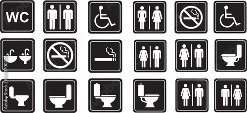 Restroom and toilet symbols for accessibility and gender