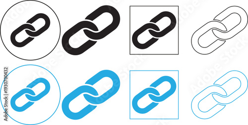 A collection of chain link icons in various colors and styles