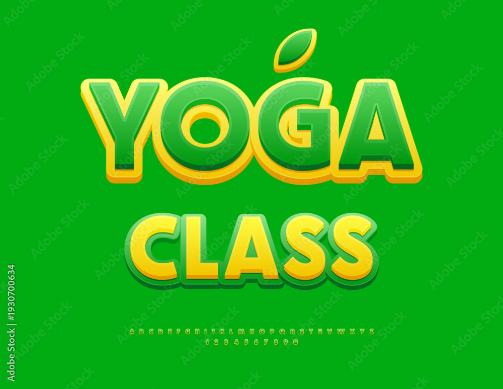 Naklejka premium Vector Wellness template Yoga Class. Modern Elegant Font. Decorative Alphabet Letters and Numbers set.