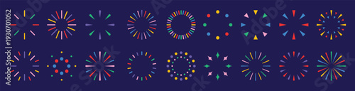 Fireworks colorful vector set