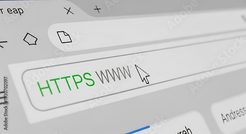 Close up of a web browser address bar with https and www text displayed
