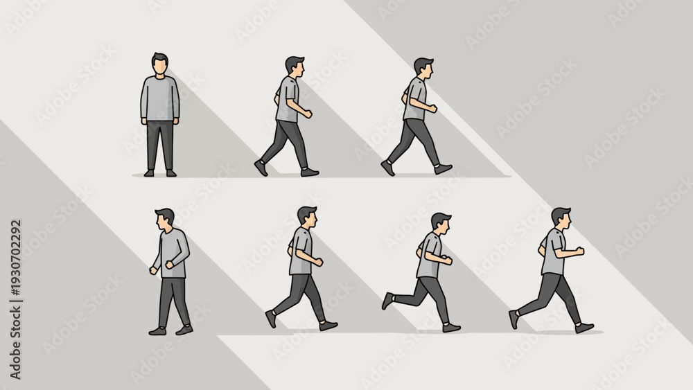 Fototapeta premium Animated man walking and running sequence vector illustration