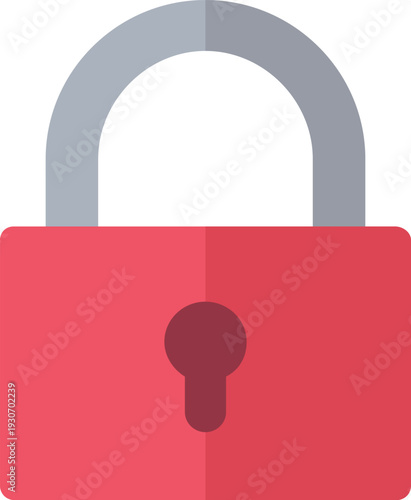 Red locked padlock symbol for secure data protection and privacy control