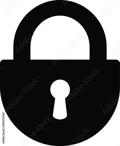 Black padlock icon showing security and locked state vector illustration on transparent background