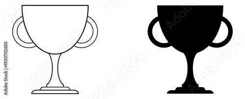 Ilustración de copas o trofeos en blanco y negro Vector con estilo minimalista. Icono de deportes para competencia, torneos, app, folleto, sitio web y otros.