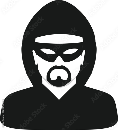 Thief avatar icon flat style design isolated on transparency grid background
