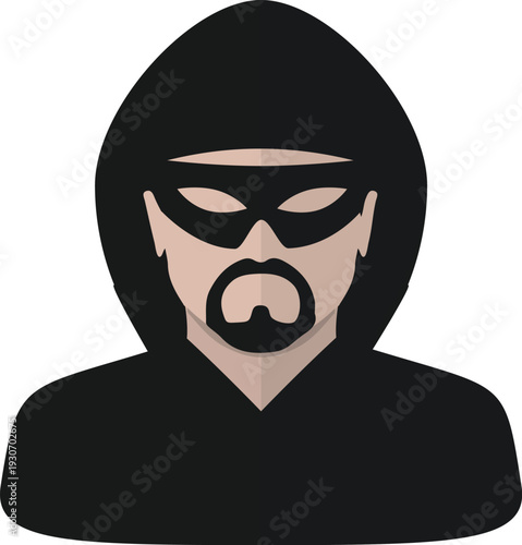 realistic Thief avatar icon flat style design isolated on transparency grid background