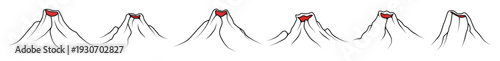 set of different outline volcano icon