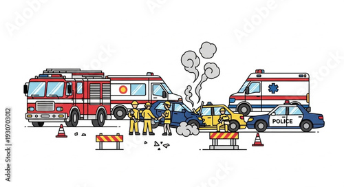 Emergency Vehicles at Accident Scene.