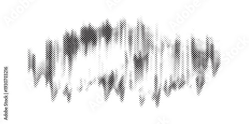 Set of halftone dots gradient pattern texture isolated on white background. Straight dotted spots using halftone circle dot raster texture. Vector blot half tone collection.