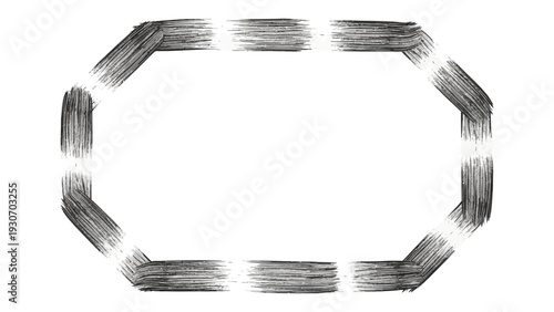 Abstract brush stroke octagon frame on white background