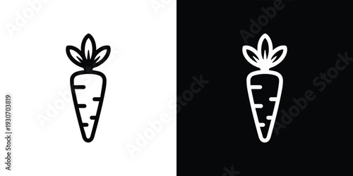 Black and white carrot on split background vegetable root vegetable