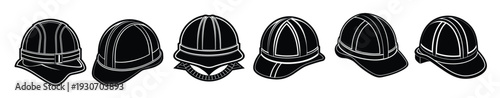 set of safety headwear illustration featuring a hard hat 