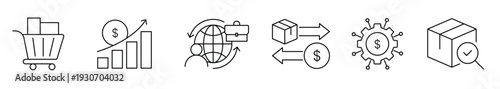 set of selling product line icon collection delivery