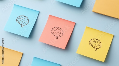 Creative Brainstorming Concept with Colorful Sticky Notes for Motivational Improvement Ideas