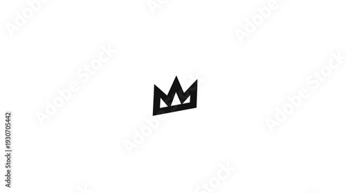 A simple, black crown illustration set against a pristine, white background