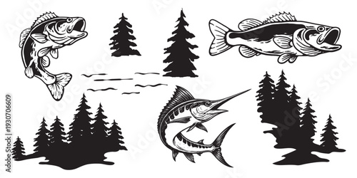 fishing Illustration vector, Perfect for t-shirt prints, posters, and other uses