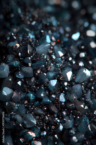 Black Sapphire Grain with Faint Cyan Shimmers Background