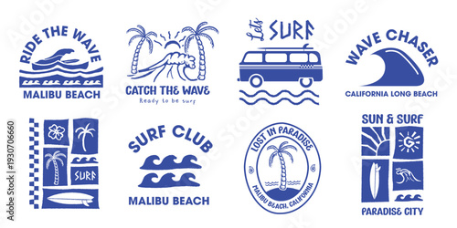 Collection of Surf Badges design, for tshirt branding, beachwear branding and other uses