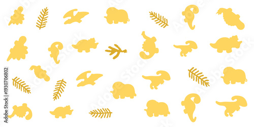 Collection of yellow silhouettes on white background