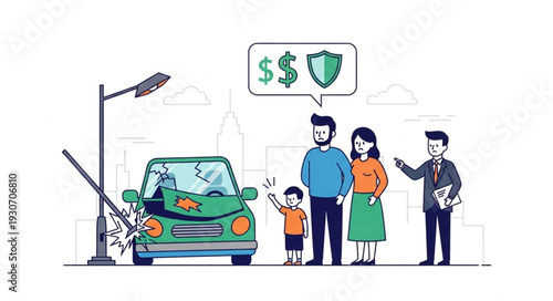 Family Discussing Car Insurance Policy.