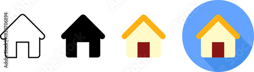 Home icon for apps and websites, house web icon set, main page navigation button UI symbol on transparent background. House icon Vector illustration.