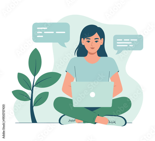 Work from Home Lifestyle Flat Vector Illustration