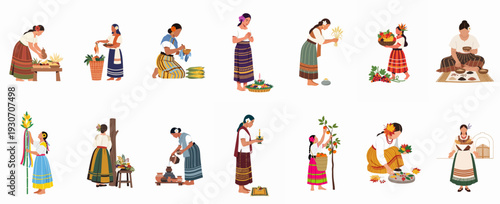 Traditional Women's Diverse Cultural Practices: Harvest, Daily Life, and Rituals