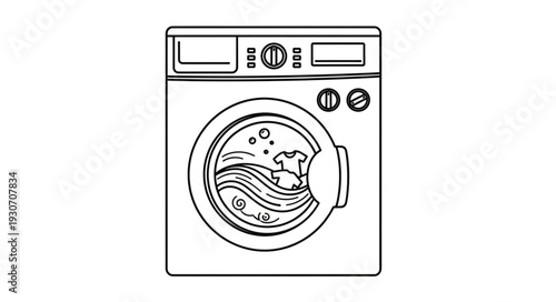 Front Loading Washing Machine Illustration.