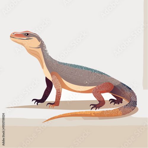 Vivid vector illustration of a unique terrestrial reptile, presenting its distinct form and textured skin in a contemporary artistic style, evoking the wild spirit of nature