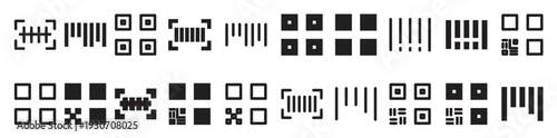 barcode and qr icons line and solid style for digital