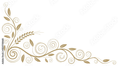A decorative corner design element in metallic gold against a pure white background (1)_traced
