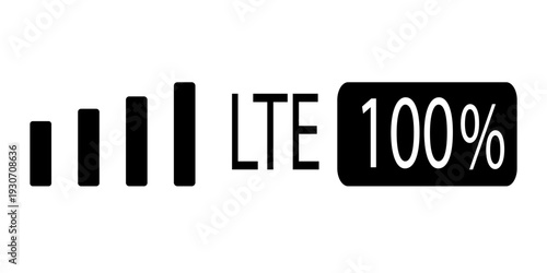 White mobile signal, data icon, battery. Modern status bar symbols, simple, vector, icons for website design, mobile apps, UI. Vector Illustration