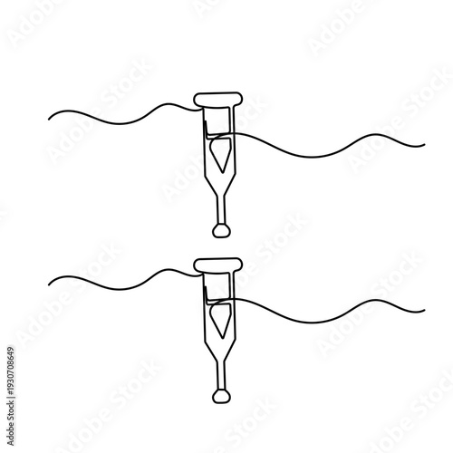 Continuous line drawing of a medical crutch for rehabilitation and recovery

