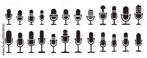microphone icons collection vintage modern dynamic